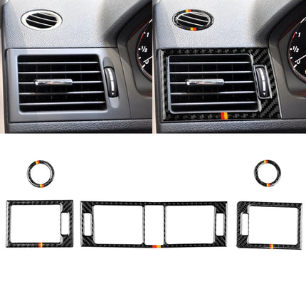 Car German Flag Carbon Fiber Air Outlet Ring + Intermediate Air Outlet + Side Air Outlet Panel Decorative Sticker for Mercedes-Benz W204 207-2010, Air Outlet (German Flag)