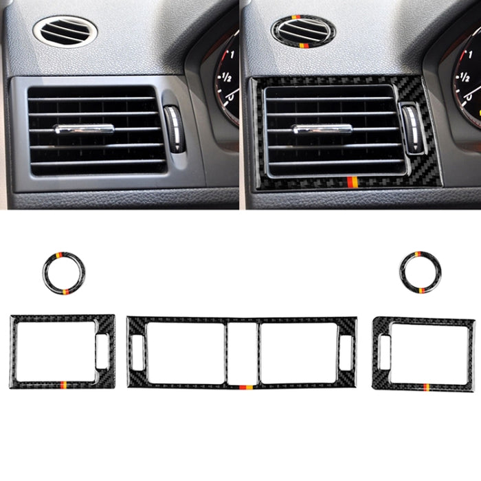 Car German Flag Carbon Fiber Air Outlet Ring + Intermediate Air Outlet + Side Air Outlet Panel Decorative Sticker for Mercedes-Benz W204 207-2010, Air Outlet (German Flag)