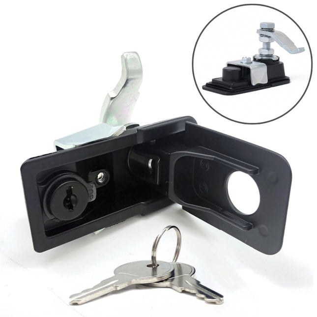 Adjustable Black Paddle Entry Door Latch & Keys Tool Box Lock for Trailer / Yacht / Truck, 1 PCS
