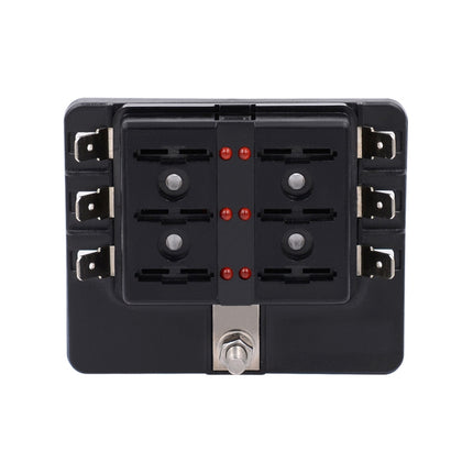 1 in 6 Out Fuse Box PC Terminal Block Fuse Holder Kits with LED Warning Indicator for Auto Car Truck Boat, 1 in 6 Out (PC Terminal Block)