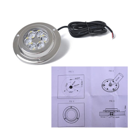 DC 10-30V 12W IP68 316 Stainless 6 LEDs Blue Light Underwater Light Boat High Power Bright for Marine / Yacht