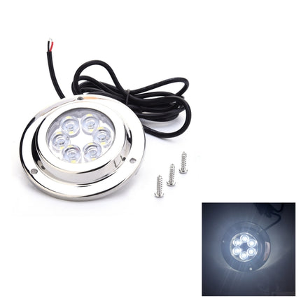 DC 10-30V 12W IP68 316 Stainless 6 LEDs White Light Underwater Light Boat High Power Bright for Marine / Yacht, 12W White Light