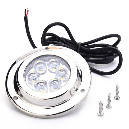 DC 10-30V 12W IP68 316 Stainless 6 LEDs White Light Underwater Light Boat High Power Bright for Marine / Yacht, 12W White Light