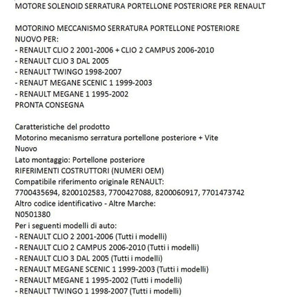Tailgate Central Locking 8200102583 7700427088 8200060917 for Renault, For Renault