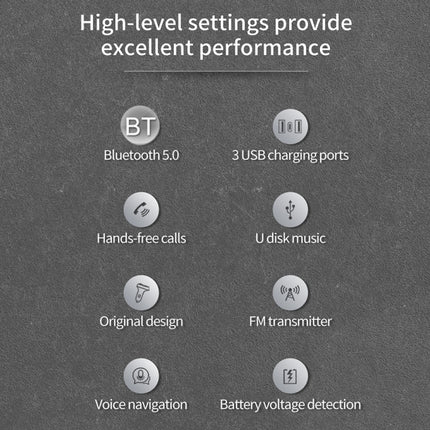 ROCK B301 Dual USB + PD Bluetooth 5.0 FM Transmitter & Car Charger, Support TF Card / U-disk