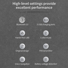 ROCK B301 Dual USB + PD Bluetooth 5.0 FM Transmitter & Car Charger, Support TF Card / U-disk, B301