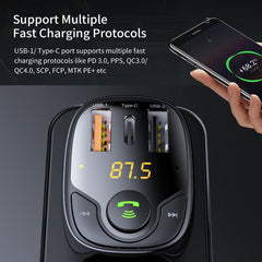ROCK B301 Dual USB + PD Bluetooth 5.0 FM Transmitter & Car Charger, Support TF Card / U-disk, B301