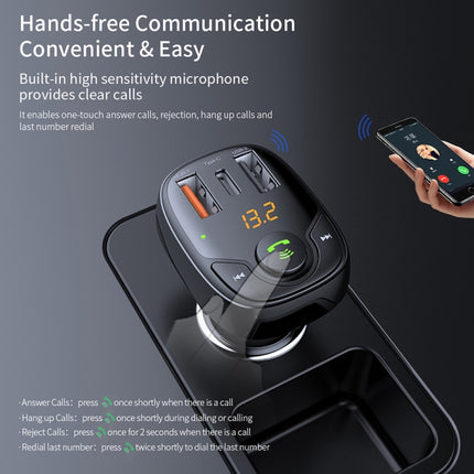 ROCK B301 Dual USB + PD Bluetooth 5.0 FM Transmitter & Car Charger, Support TF Card / U-disk