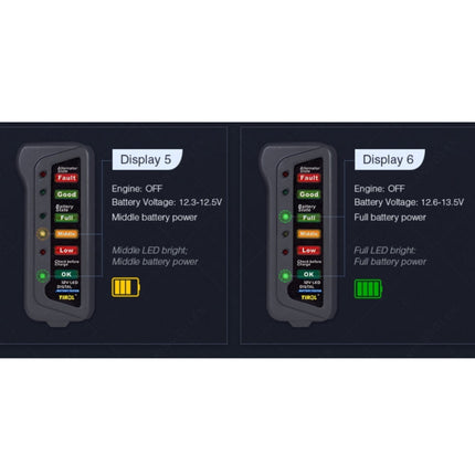 TIROL T16897 12V Auto Car Digital Battery Alternator Tester 6 LED Lights Display
