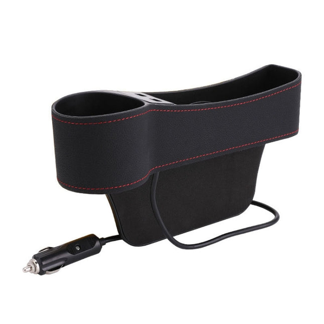 Car Multi-functional Driver Seat Console PU Leather Box Cigarette Lighter Charging Pocket Cup Holder Seat Gap Side Storage Box, Driver Seat