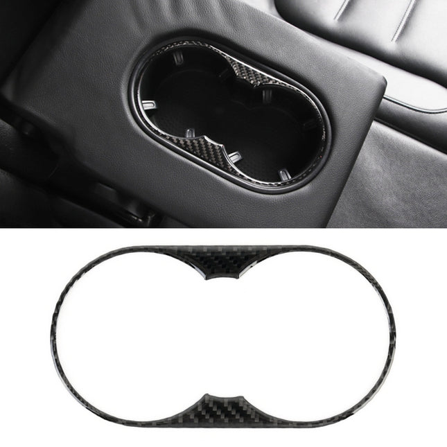 Car Carbon Fiber Rear Armrest Water Cup Holder Panel Decorative Sticker for Volkswagen Touareg, Rear Armrest Water Cup Holder