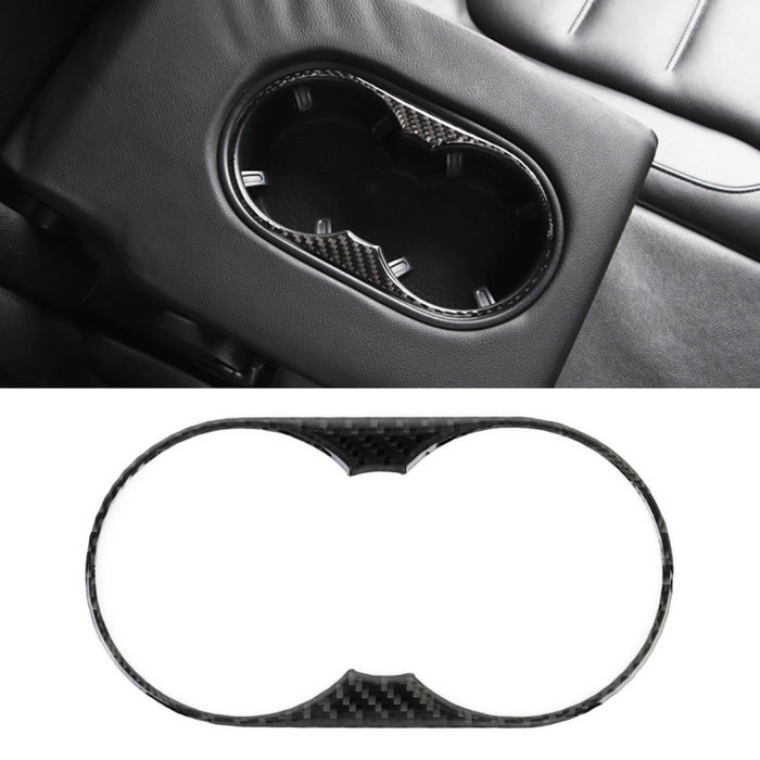 Car Carbon Fiber Rear Armrest Water Cup Holder Panel Decorative Sticker for Volkswagen Touareg, Rear Armrest Water Cup Holder