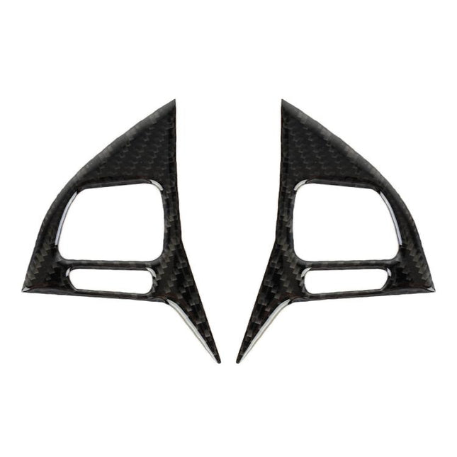 2 PCS Car Carbon Fiber Steering Wheel Button Decorative Sticker for Volkswagen Touareg, Steering Wheel Button