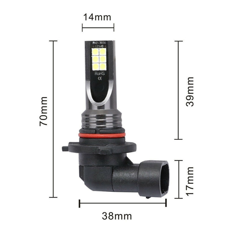 2 PCS 9005 DC12V-24V / 12W / 3000K / 800LM 12LEDs SMD-3030 Car LED Fog Light