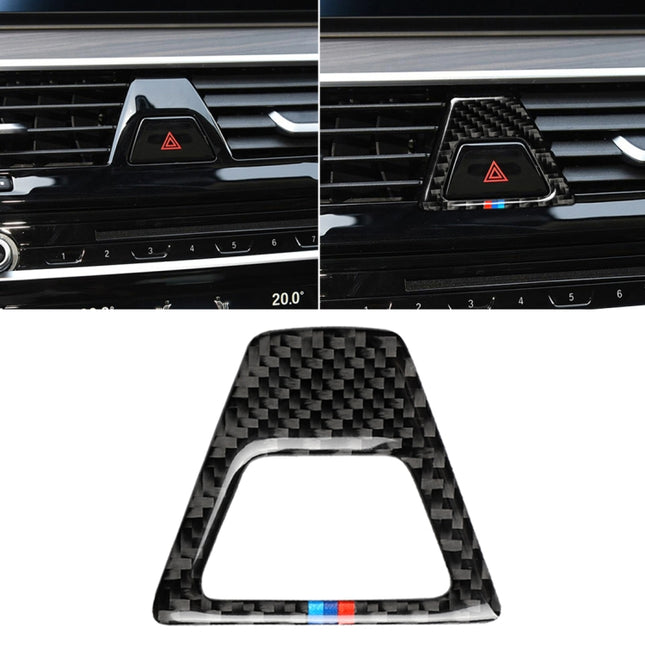 Car Tricolor Carbon Fiber Warning Light Decorative Sticker for BMW 5 Series G38 528Li / 530Li / 540Li 2018