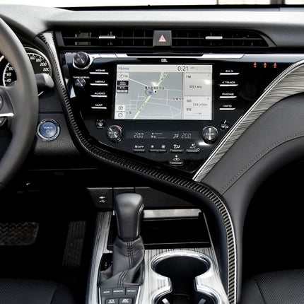 Car Carbon Fiber Central Control S Strip Decorative Sticker for Toyota Eighth Generation Camry 2018-2019, Left Drive, Central Control S Strip