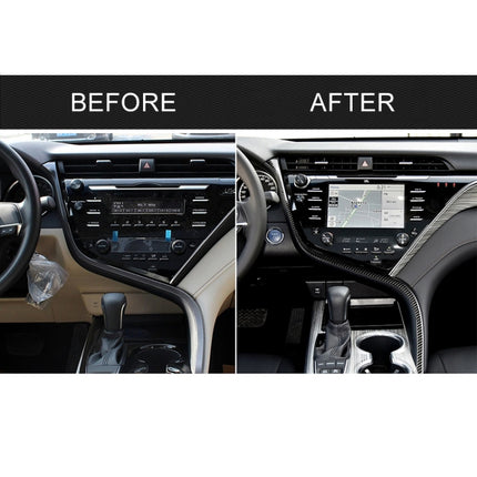 Car Carbon Fiber Central Control S Strip Decorative Sticker for Toyota Eighth Generation Camry 2018-2019, Left Drive, Central Control S Strip