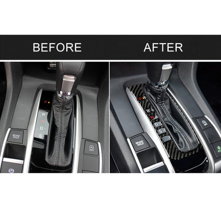 Car Carbon Fiber Gear Position Button Frame Decorative Sticker for Honda Tenth Generation Civic 2016-2019, Left Drive, Gear Position Button Frame