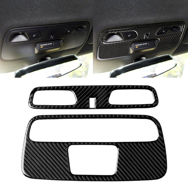 2 in 1 Car Carbon Fiber Dome Light Panel Decorative Sticker for Chevrolet Camaro 2016, Dome Light Panel