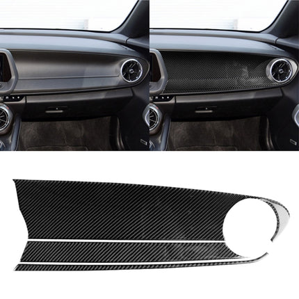 3 in 1 Car Carbon Fiber Front Passenger Central Control Panel Decorative Sticker for Chevrolet Camaro 2017-2019, Left Drive