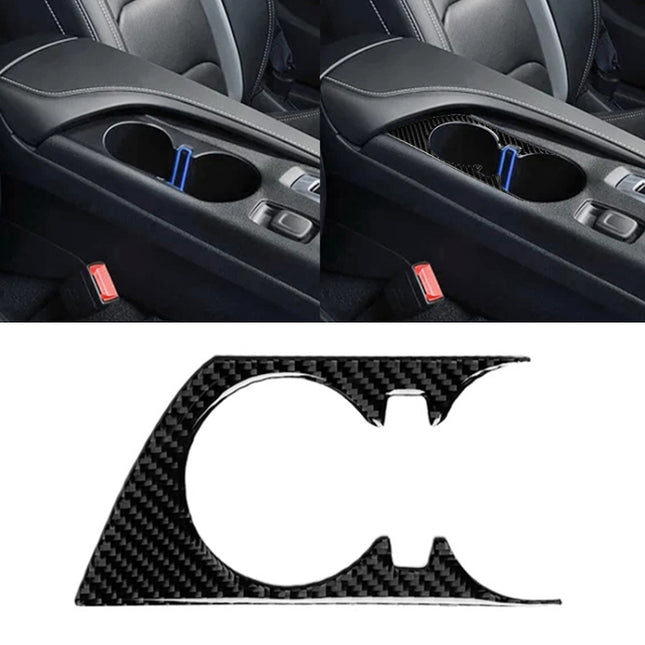 Car Carbon Fiber Water Cup Holder Decorative Sticker for Chevrolet Camaro 2017-2019, Water Cup Holder