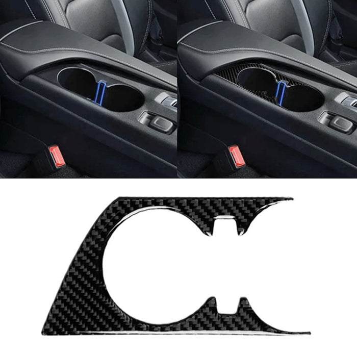 Car Carbon Fiber Water Cup Holder Decorative Sticker for Chevrolet Camaro 2017-2019, Water Cup Holder