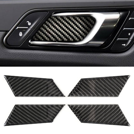 4 PCS Carbon Fiber Car Inner Door Bowl Decorative Sticker for Porsche Macan, Inner Door Bowl