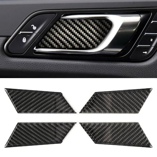 4 PCS Carbon Fiber Car Inner Door Bowl Decorative Sticker for Porsche Macan, Inner Door Bowl
