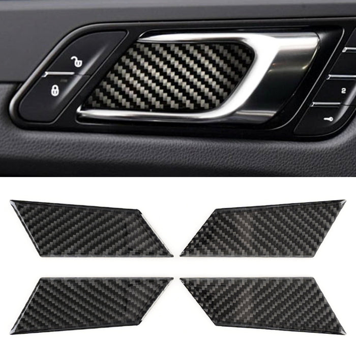 4 PCS Carbon Fiber Car Inner Door Bowl Decorative Sticker for Porsche Macan, Inner Door Bowl