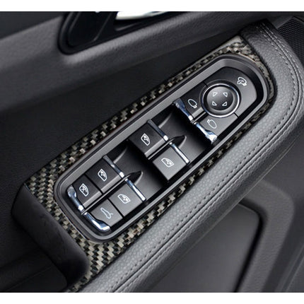 4 PCS Carbon Fiber Car Window Button Panel Decorative Sticker for Porsche Macan, Window Button Panel