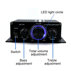 AK170 Car Mini HIFI Amplifier Audio DC 12V