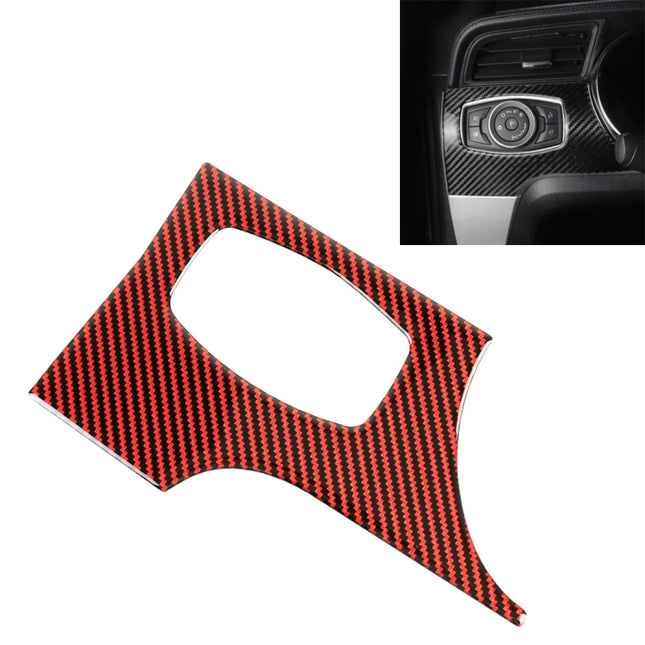 Car Carbon Fiber Headlight Switch Panel Decorative Sticker for Ford Mustang 2015-2020