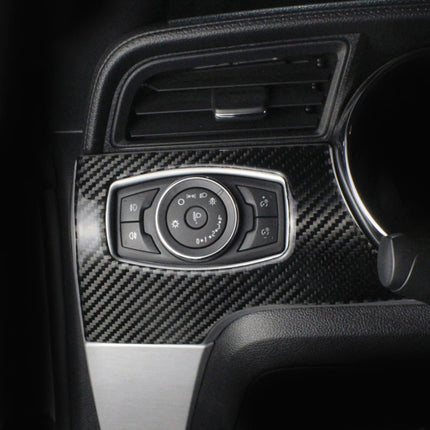 Car Carbon Fiber Headlight Switch Panel Decorative Sticker for Ford Mustang 2015-2020, Headlight Switch