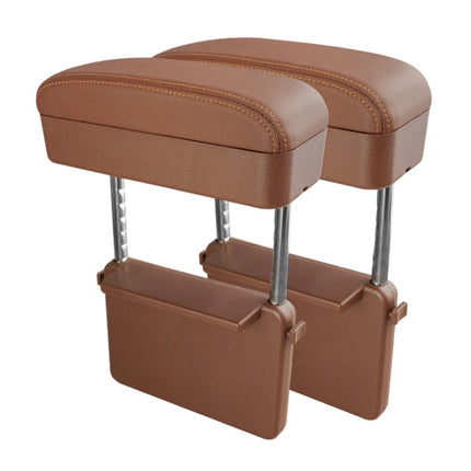 2 PCS Universal Car PU Leather Wrapped Armrest Box Cushion Car Armrest Box Mat with Storage Box, 2pcs(Brown), 2pcs(Black), 2pcs (Black Red), 2pcs(Black White), 2pcs(Beige)