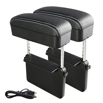 2 PCS Universal Car Wireless Qi Standard Charger PU Leather Wrapped Armrest Box Cushion Car Armrest Box Mat with Storage Box, 2pcs(Black White), 2pcs(Grey), 2pcs(Beige), 2pcs(Brown), 2pcs(Black Red)