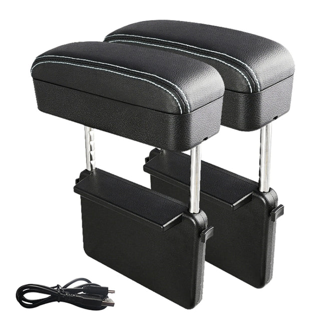 2 PCS Universal Car Wireless Qi Standard Charger PU Leather Wrapped Armrest Box Cushion Car Armrest Box Mat with Storage Box, 2pcs(Black White), 2pcs(Grey), 2pcs(Beige), 2pcs(Brown), 2pcs(Black Red)
