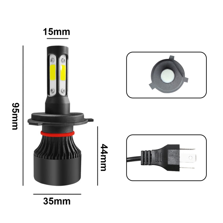 2 PCS S2 H4 / HB2 / 9003 DC9-36V / 25W / 6000K / 2500LM IP68 Car LED Headlight Lamps