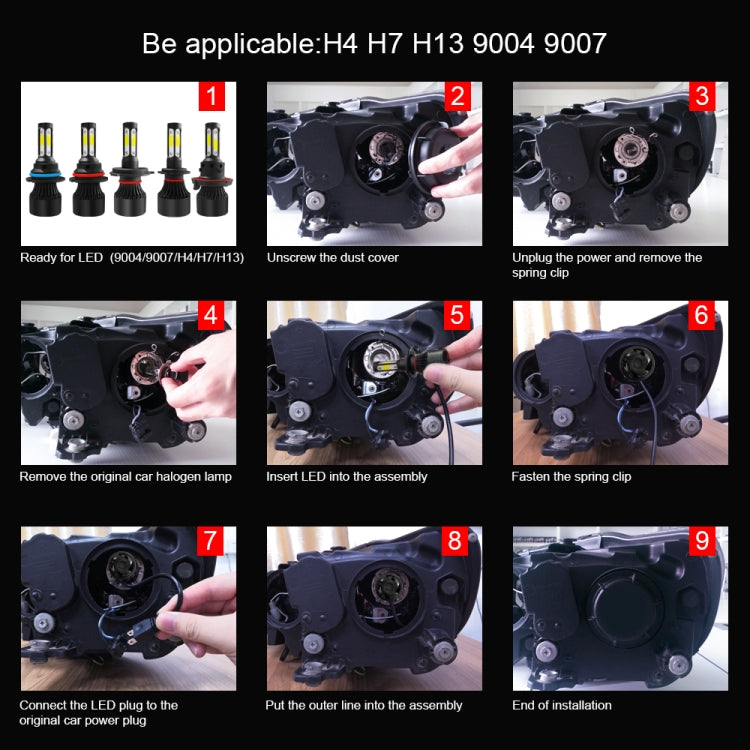 2 PCS S2 9007 / HB5 DC9-36V / 25W / 6000K / 2500LM IP68 Car LED Headlight Lamps