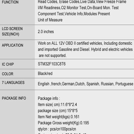 KONNWEI KW310 OBD Car Fault Detector Code Reader ELM327 OBD2 Scanner Diagnostic Tool, KW310