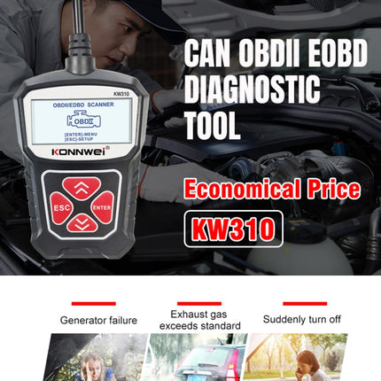 KONNWEI KW310 OBD Car Fault Detector Code Reader ELM327 OBD2 Scanner Diagnostic Tool, KW310