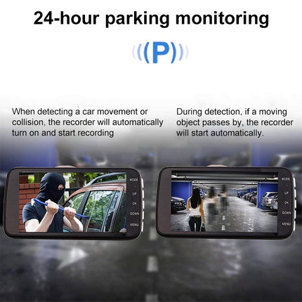 T638+ Car DVR USB Hidden Dual-lens Driving Recorder HD Reversing Video Monitor, T638+