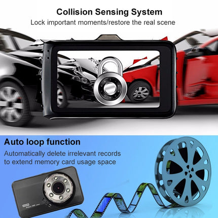 T638+ Car DVR USB Hidden Dual-lens Driving Recorder HD Reversing Video Monitor, T638+
