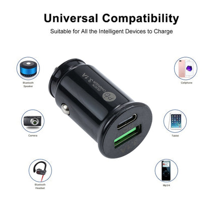 TE-339PD 3.1A PD USB-C / Type-C + USB Interface Mini Fast Charging Car Charger