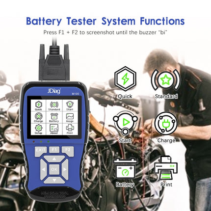JDiag M100 Motorcycles 2 in1 OBD Scanner Battery Tester, Simplified Version, JDiag M100 Simplified Version