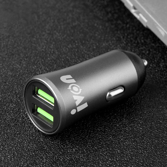 IVON CC26 5V 2.1A Dual USB Port Mini Car Charger, CC26 Black, CC26 Grey