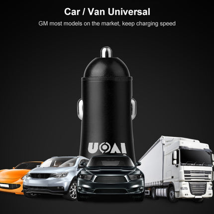 IVON CC26 5V 2.1A Dual USB Port Mini Car Charger, CC26 Black, CC26 Grey
