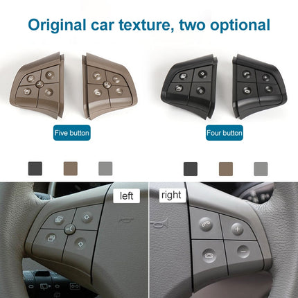 Car Left Side 4-button Steering Wheel Switch Buttons Panel 1648200010 for Mercedes-Benz W164, Left Driving, Left Side 4-button (Black), Left Side 4-button (Coffee), Left Side 4-button (Grey)