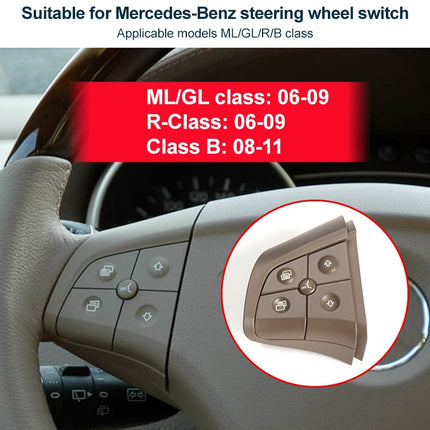 Car Left Side 4-button Steering Wheel Switch Buttons Panel 1648200010 for Mercedes-Benz W164, Left Driving, Left Side 4-button (Black), Left Side 4-button (Coffee), Left Side 4-button (Grey)