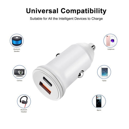 PD 20W USB-C / Type-C + QC 3.0 USB Interface Fast Charging Car Charger