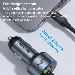 MOMAX UC17E 100W USB-C / Type-C x 2 + USB Three Ports Car Charger, 100W